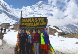 Annapurna Base Camp with Annapurna peak in the background