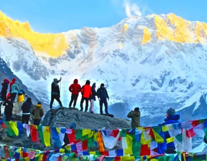 Annapurna Base Camp and Golden Mount Annapurna in Nepal