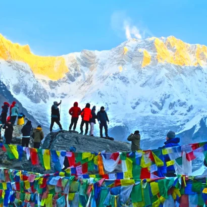 Annapurna Base Camp and Golden Mount Annapurna in Nepal