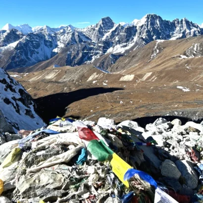 Himalayas and wide valley during Everest three passes trek nepal