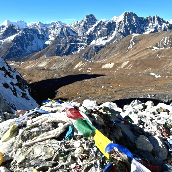 Himalayas and wide valley during Everest three passes trek nepal