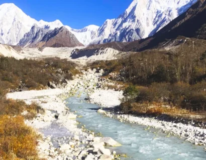 Manaslu Circuit with Tsum Valley Trekking Route Nepal with wide valley and mountain View