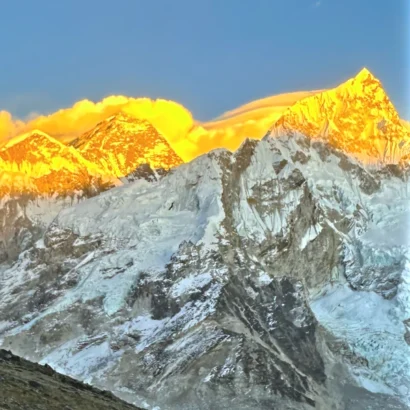 Gokyo Chola Pass EBC Trekking Route Nepal and Magnificent Sunset on Mount Everest and Himalayan Peaks