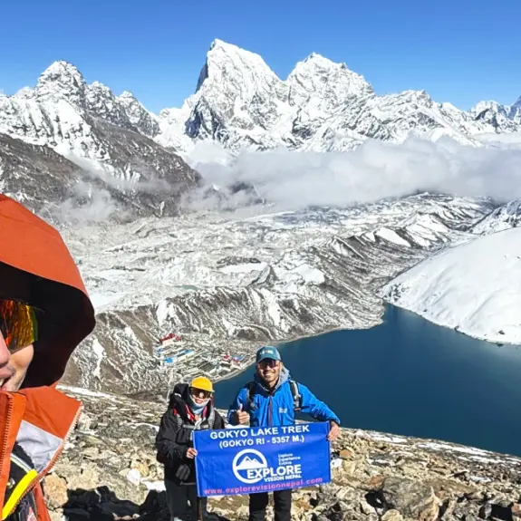Gokyo lake trek nepal and gokyo ri with panoramic mount Everest Himalayas view