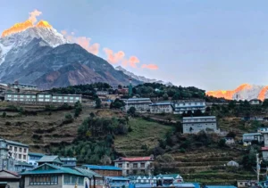 Sunset View seen from Namche Bazar during Gokyo Lake Trek in Nepal
