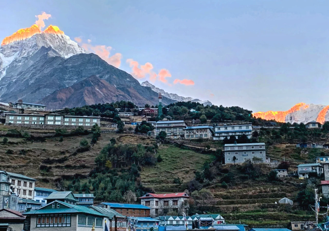 Sunset View seen from Namche Bazar during Gokyo Lake Trek in Nepal