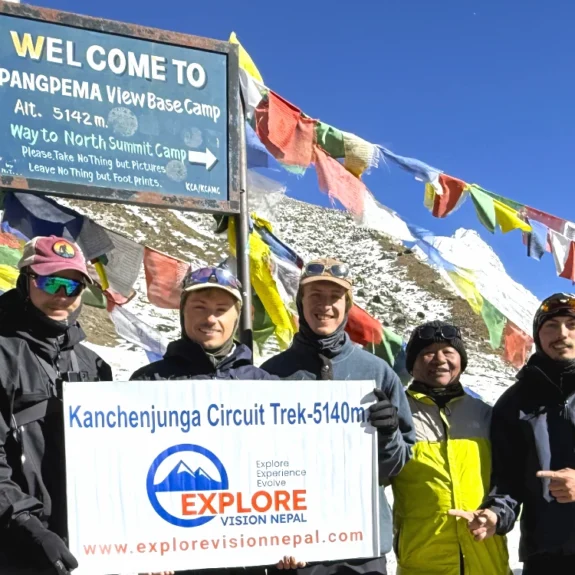 Trekkers Celebrating Kanchenjunga Circuit Trek with group picture in Kanchenjunga Nepal