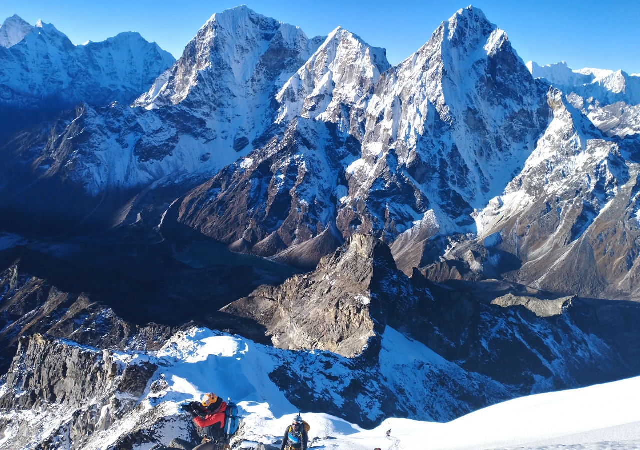 Island peak summit route and himalayas in Everest region Nepal