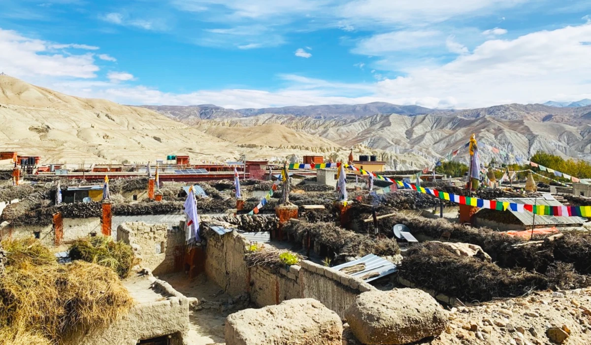 Upper mustang region trekking in nepal and Lomanthang Village 
