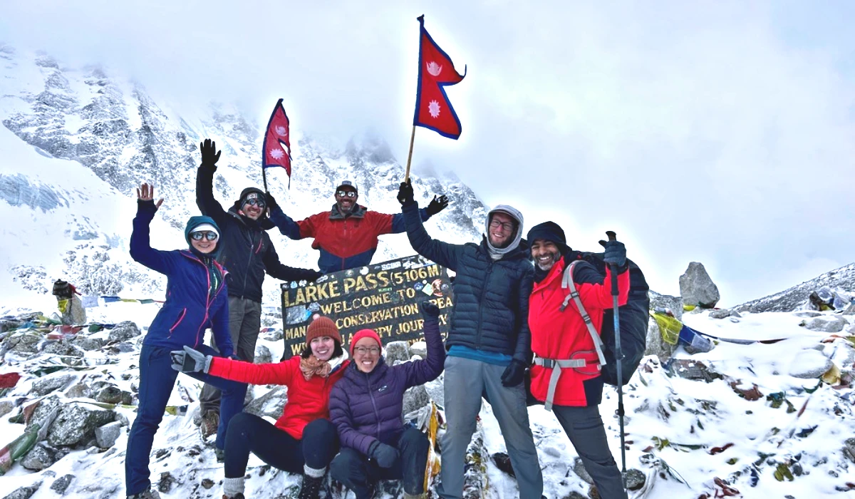 Manaslu circuit trek with larke la pass and heath and safety while trekking nepal