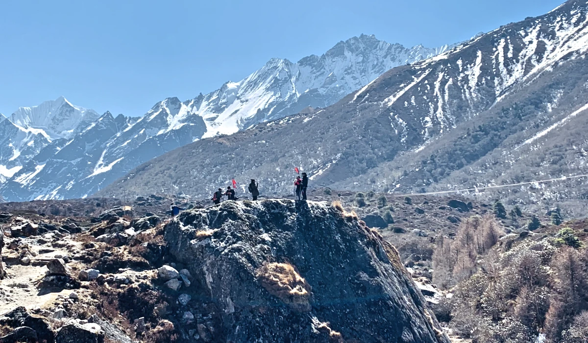 Langtang valley trekking and trekkers exploring around langtang nepal