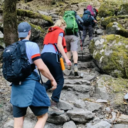 Langtang valley trek beginner friendly and trekkers hiking along the trail