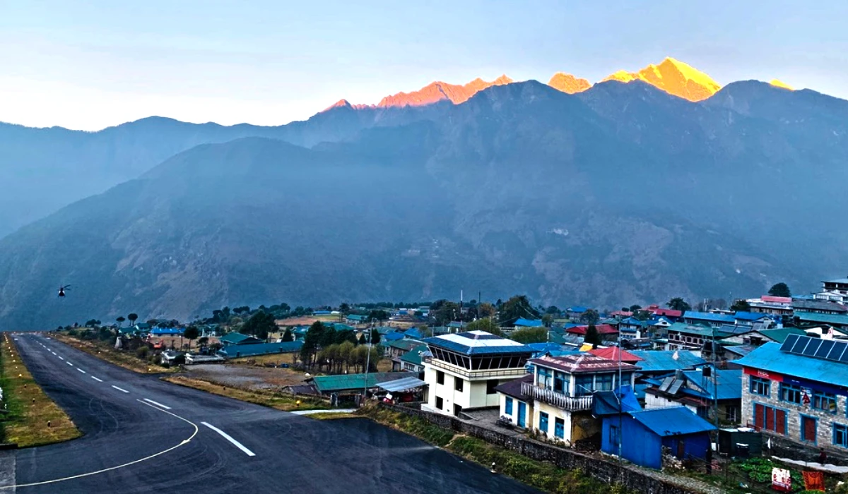 Lukla airport and everest trekking gateway lukla village nepal