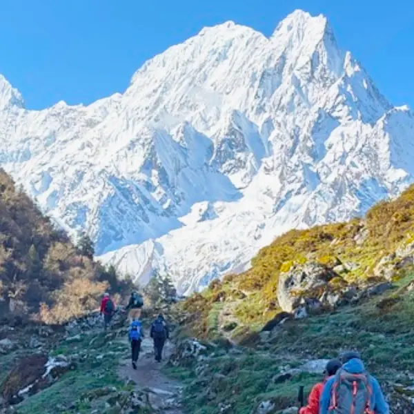 Manaslu circuit trek panoramic vista with glorious himalayas of manaslu trekking trail