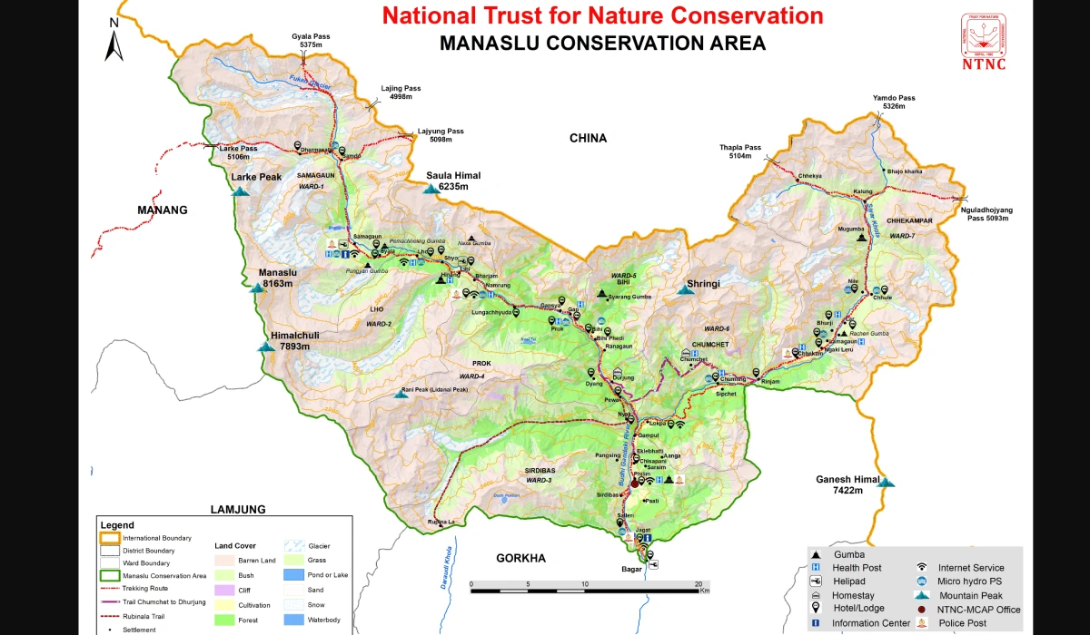 visa and permit information with immigration nepal and manaslu conservation area map