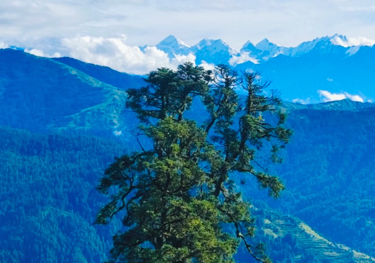 Pikey peak trekking trail with spectacular mountain view and wide valley nepal