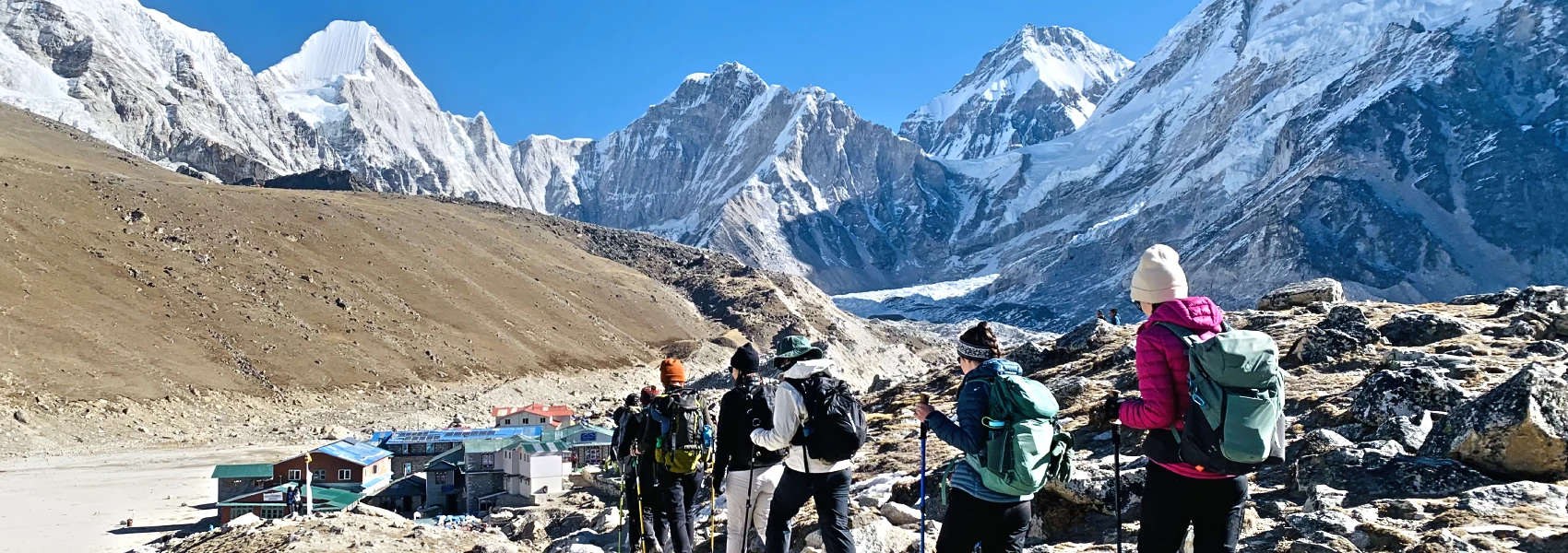 Popular sherpa village gorakshep in everest region nepal and everest base camp trekking trail