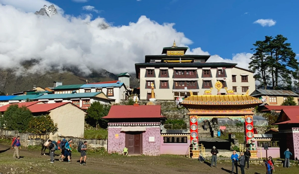 Popular village and monastery tengboche in everest region nepal