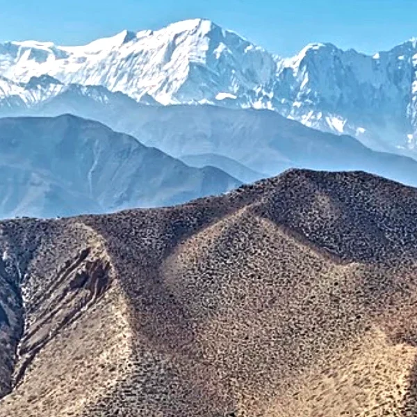 Himalayan view and scenery during summer trek mustang nepal