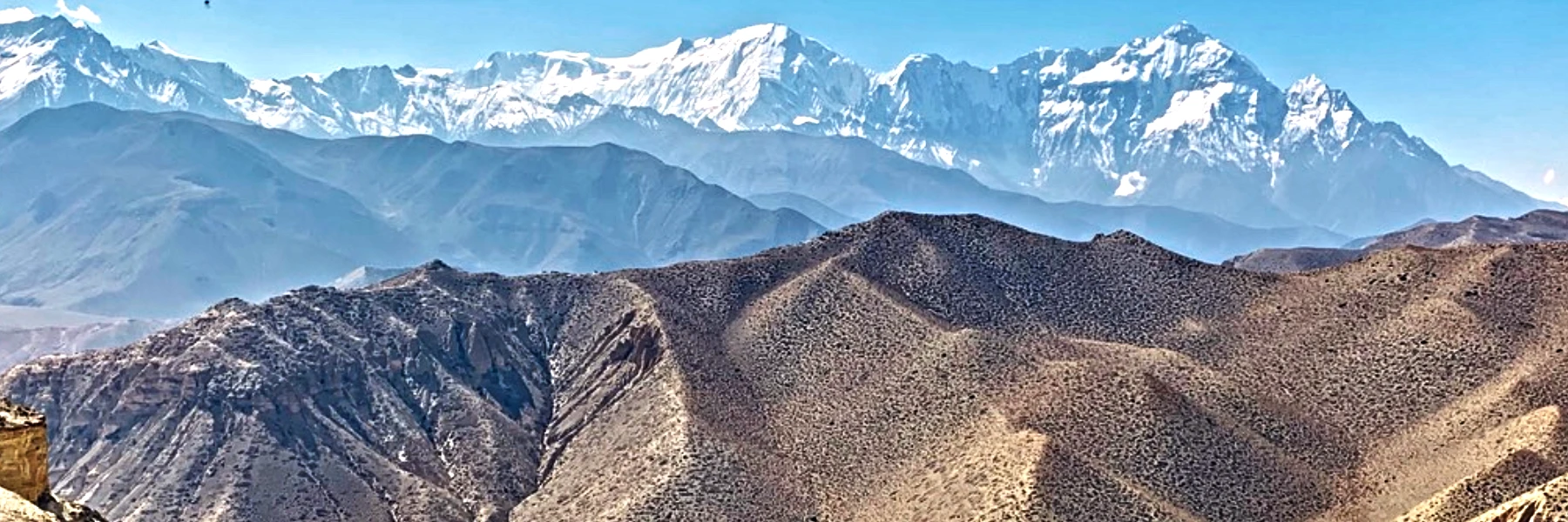 Himalayan view and scenery during summer trek mustang nepal