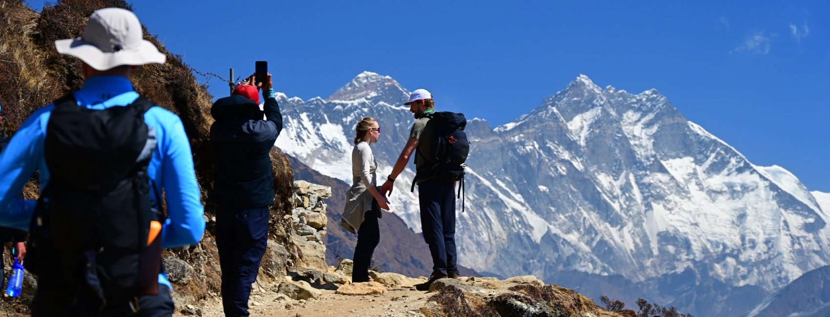 Visa and Permit Information for Trekking In Nepal with panoramic banner and mount everest himalayas