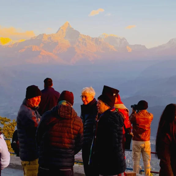 Nepal luxury tour experience nepal and magnificent sunset view over the himalayas from sarangkot nepal