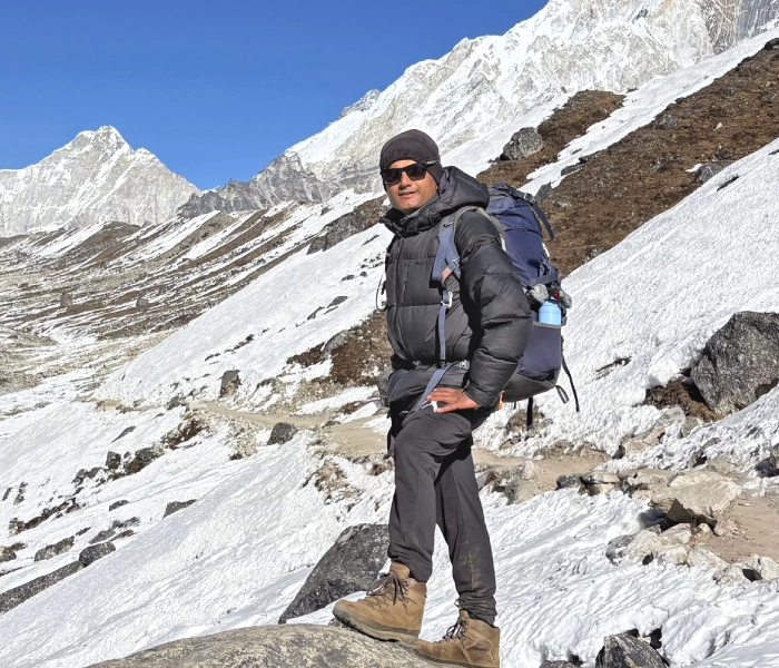 Explore vision nepal guide raman and everest base camp trekking trail with everest himalayas nepal