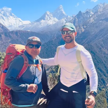 Explore Vision Nepal's guide tika guiding our client to the everest base camp nepal