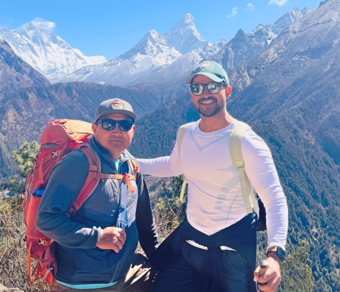 Explore Vision Nepal's guide tika guiding our client to the everest base camp nepal