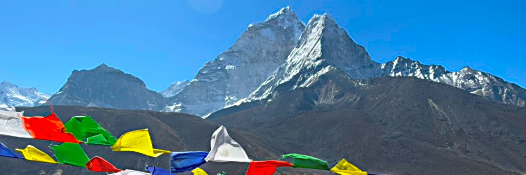 Towering Mount Amadablam seen during the Everest base camp trek in Everest region Nepal