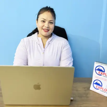 Finance manager ashmita as a cheerful team member of Explore Vision Nepal
