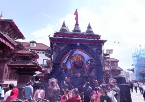 Famous Kaal Bhairav temple in Kathmandu durbar square during Kathmandu Valley Day Tour