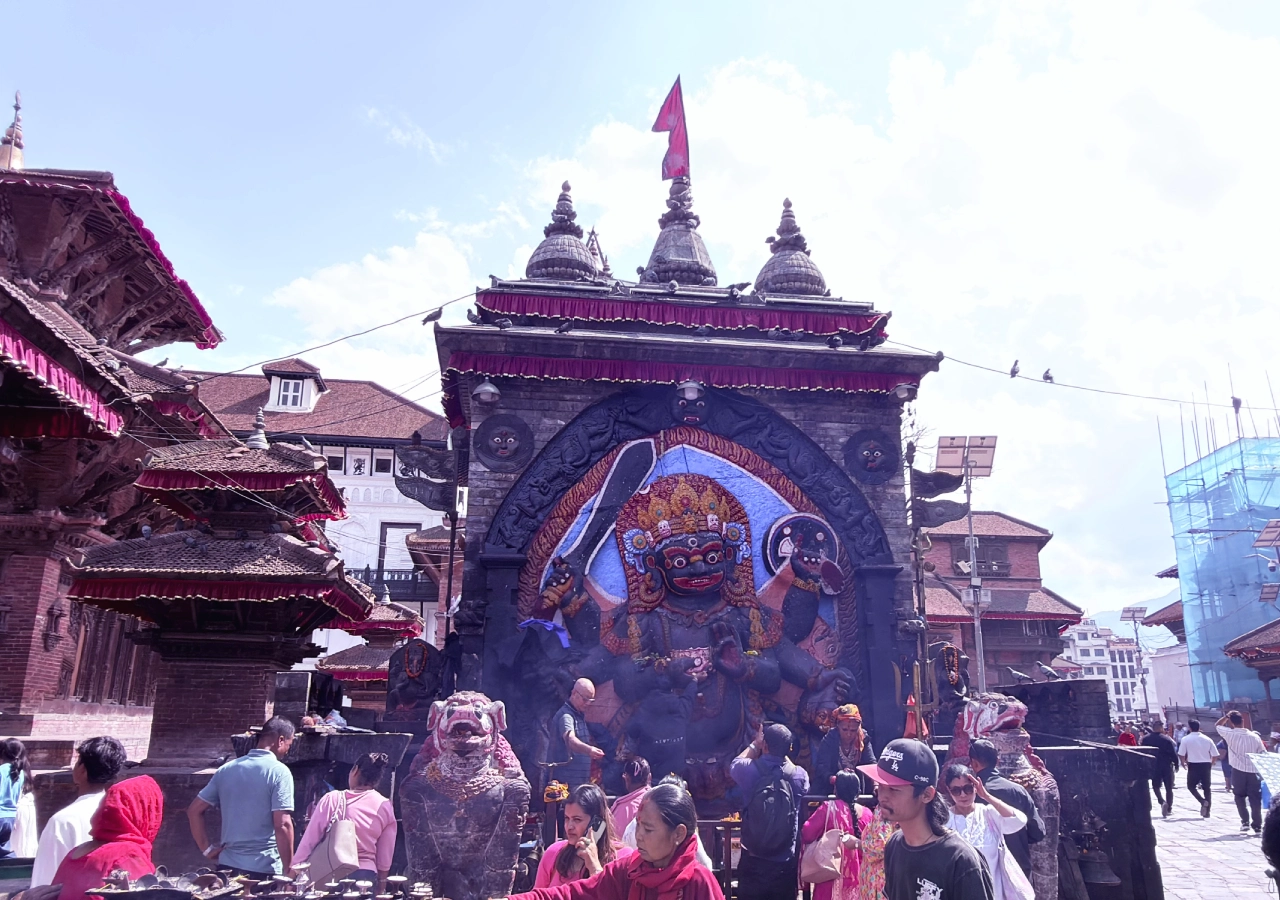 Famous Kaal Bhairav temple in Kathmandu durbar square during Kathmandu Valley Day Tour