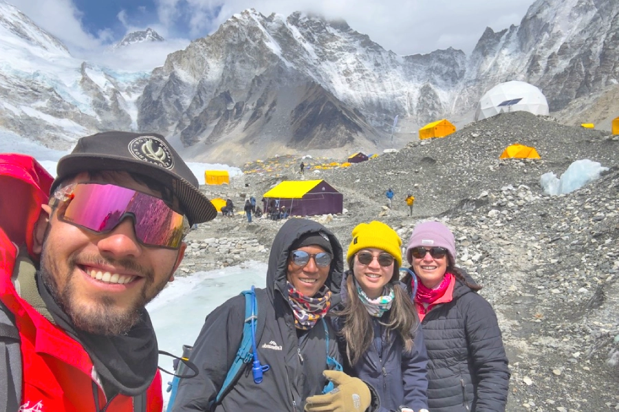 Everest base camp nepal and Everest base camp trekkers proud moment at the base camp and himalayas all around
