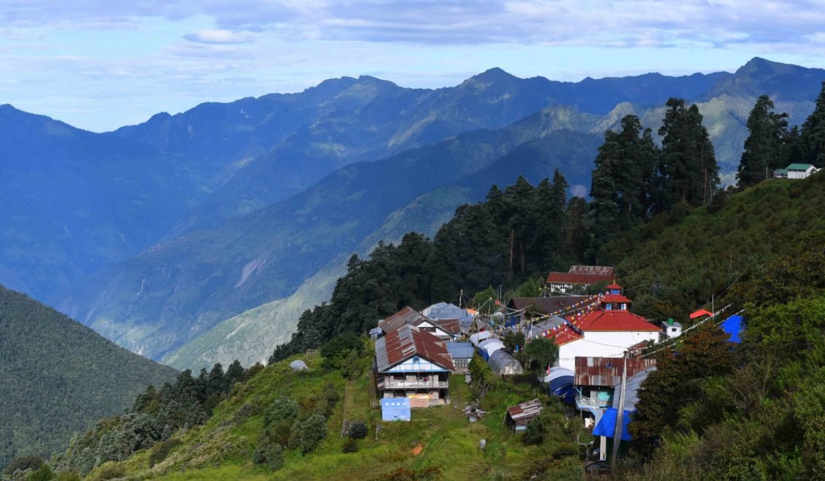 Gosainkunda lake journey during janaipurnima with valley and local village along the langtang gosainkunda trek route