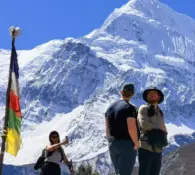 Restricted area permit update 2026 and trekkers having a beautiful moment with mountain view during trekking in nepla himalayas
