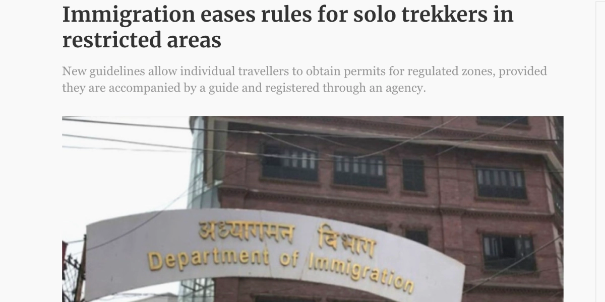 Restricted area permit update 2026 and news title as solo trekker allowed in nepal restricted area 