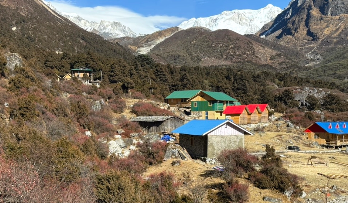 Beautiful traditional local village on the Kanchenjunga circuit trekking route 