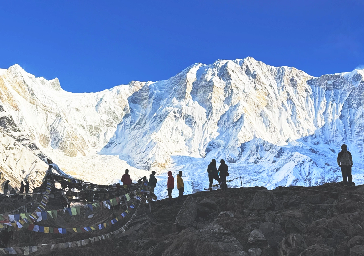 Annapurna mountain view from base camp during short annapurna base camp trek