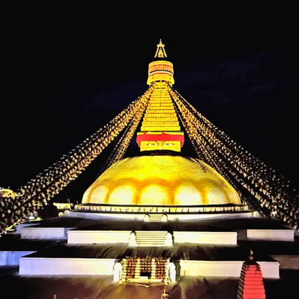 Boudhanath Stupa, the largest stupas in the world with its magnificent night view