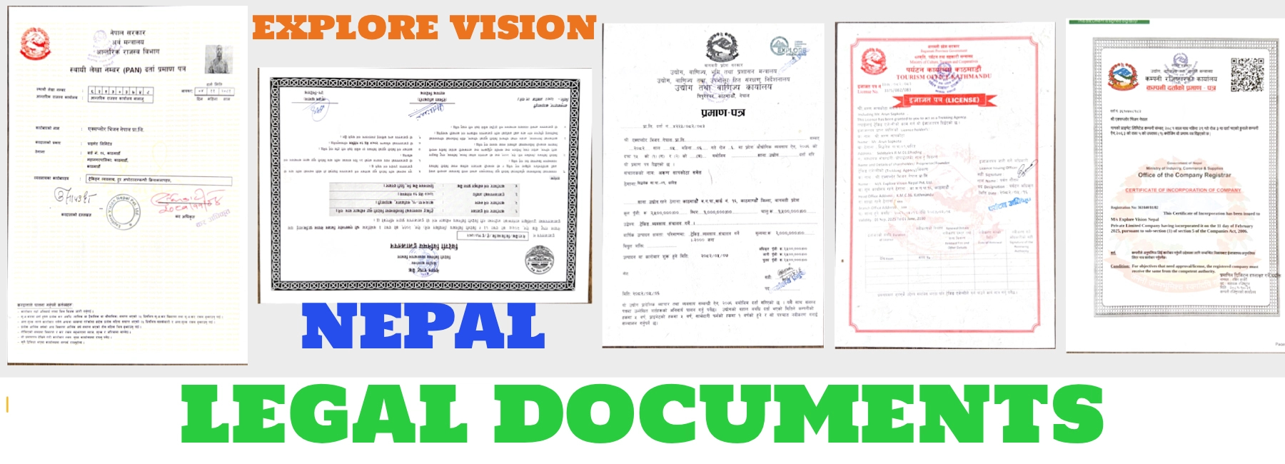 Legal documents - Explore Vision Nepal is the legally certified trusted trekking and tour company in Nepal