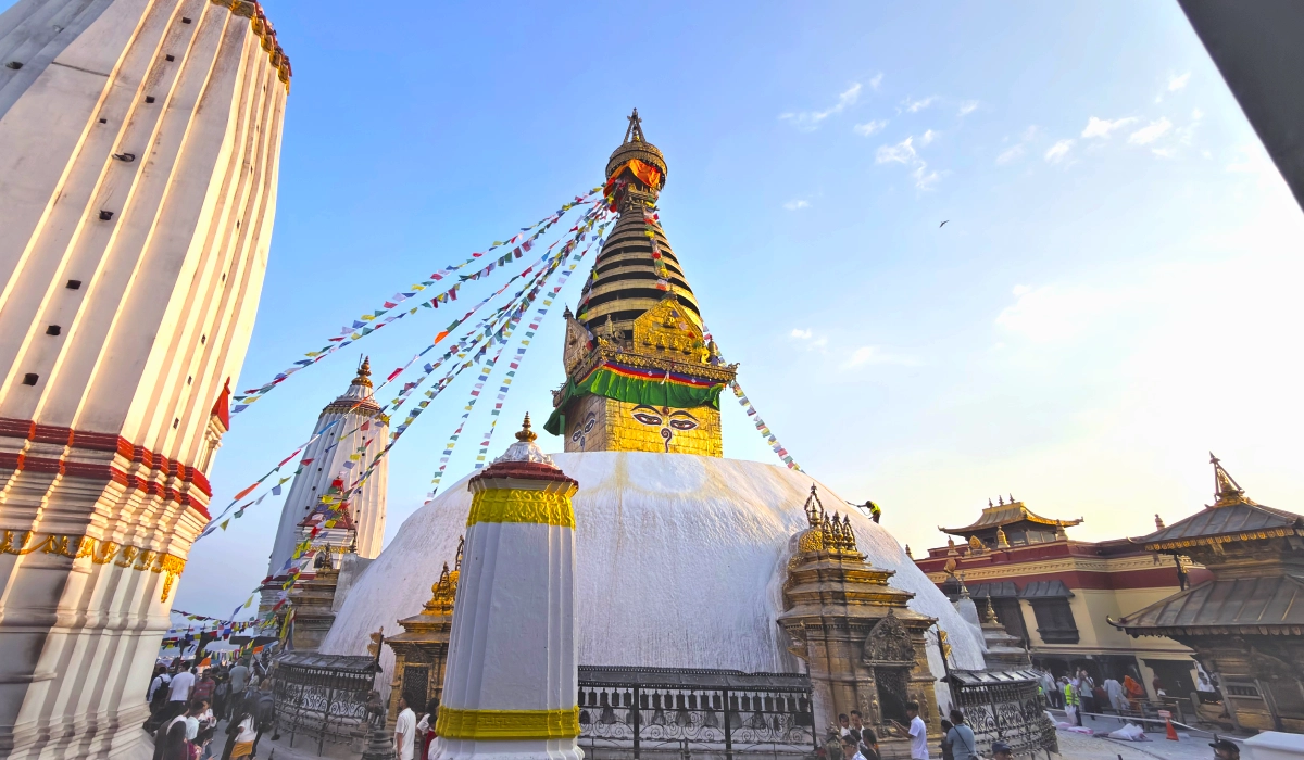 Meaningful Buddha eyes painted on Swayambhunath Stupa in Nepal