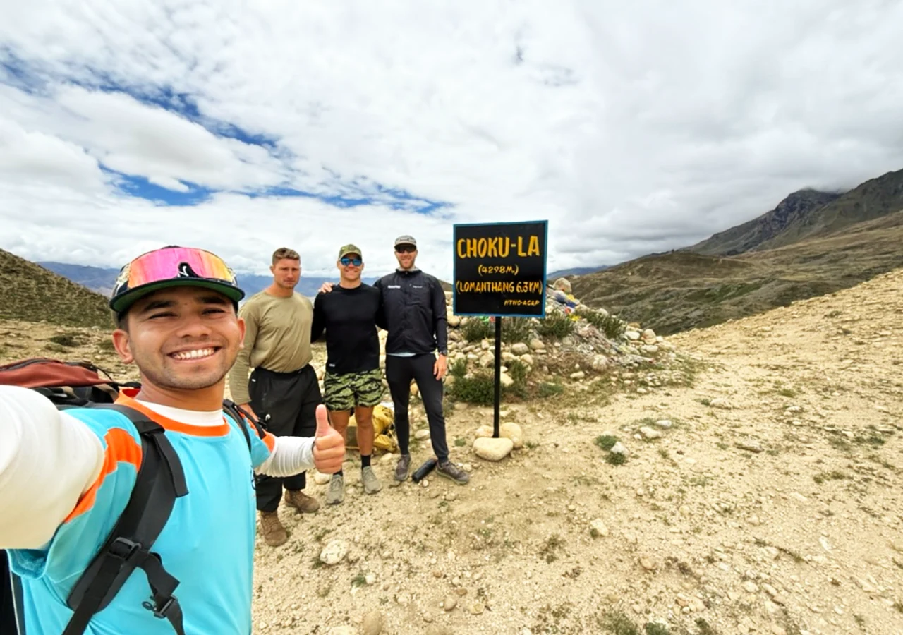 Choku La Pass on the Upper Mustang Trek with panoramic Himalayan scenery