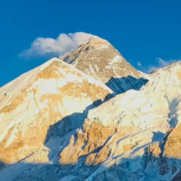 Wide panoramic view from Kala Patthar overlooking Everest Base Camp and Mount Everest during EBC trek in Nepal