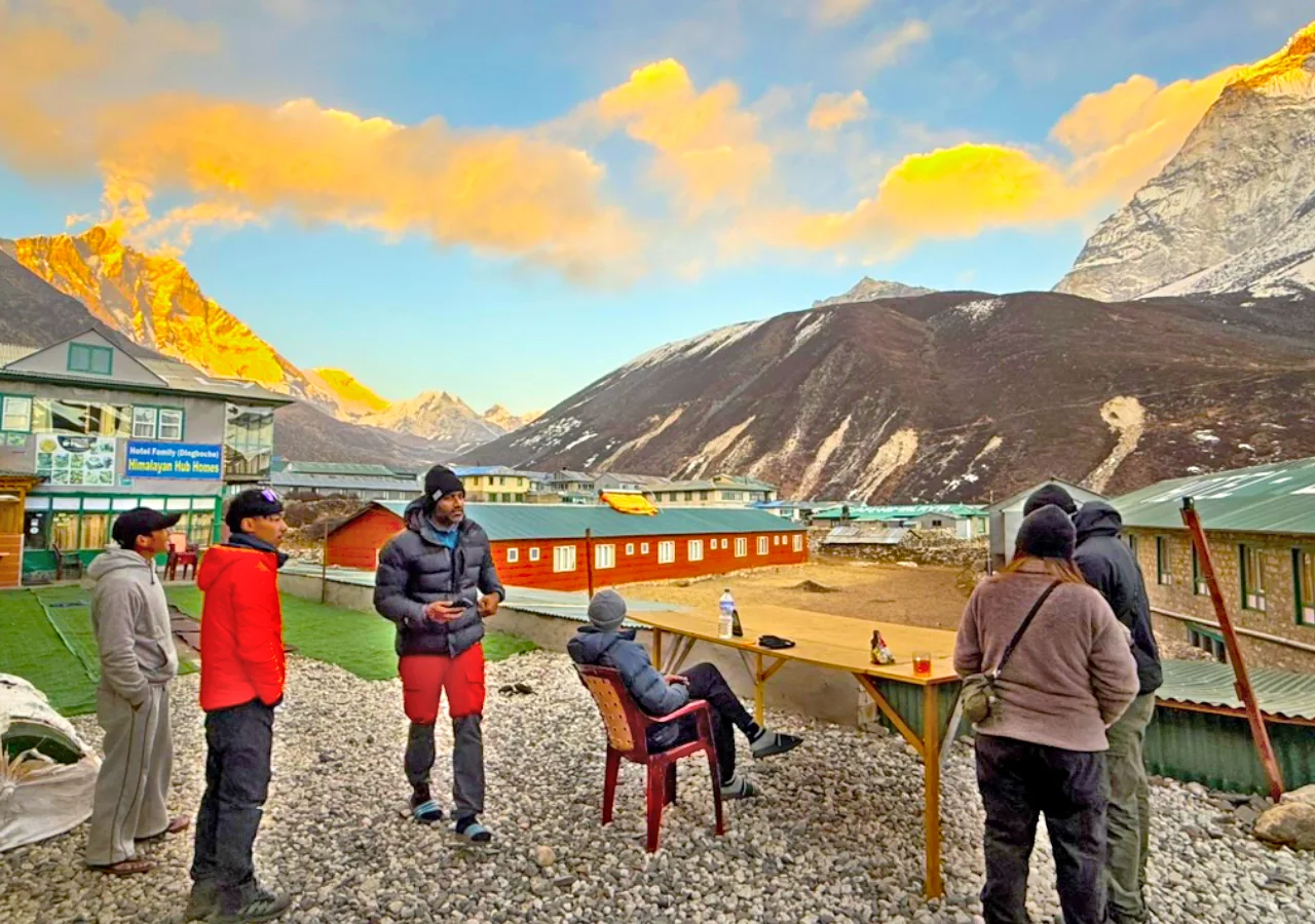 Golden sunset over Mount Lhotse seen from Dingboche during the Everest Base Camp Trek