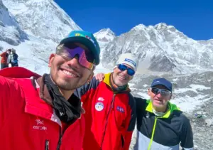 Guests enjoying the Luxury Everest Base Camp Trek with panoramic Himalayan views