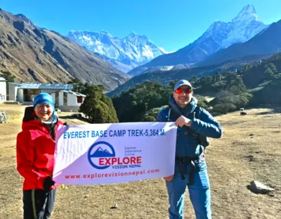 Luxury Everest Base Camp Trek with spectacular views of Everest, Lhotse, and Ama Dablam from Tengboche