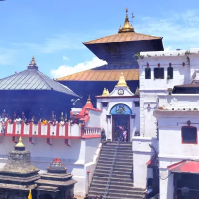 Golden sacred Pashupatinath Temple in Kathmandu, Nepal, located on the banks of holy Bagmati river