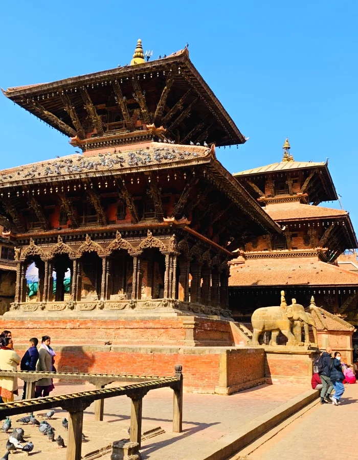 Traditional and beautiful pagoda-style temple at Patan Durbar Square in Lalitpur Nepal