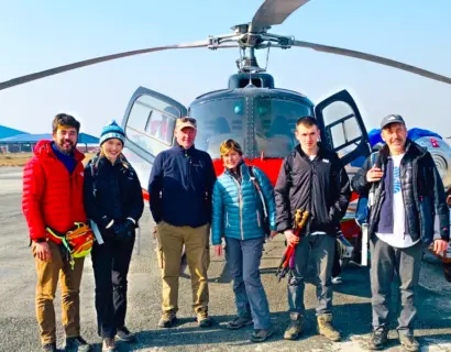 Explore Vision Nepal trekking group with helicopter after the Everest Base Camp Heli Trek